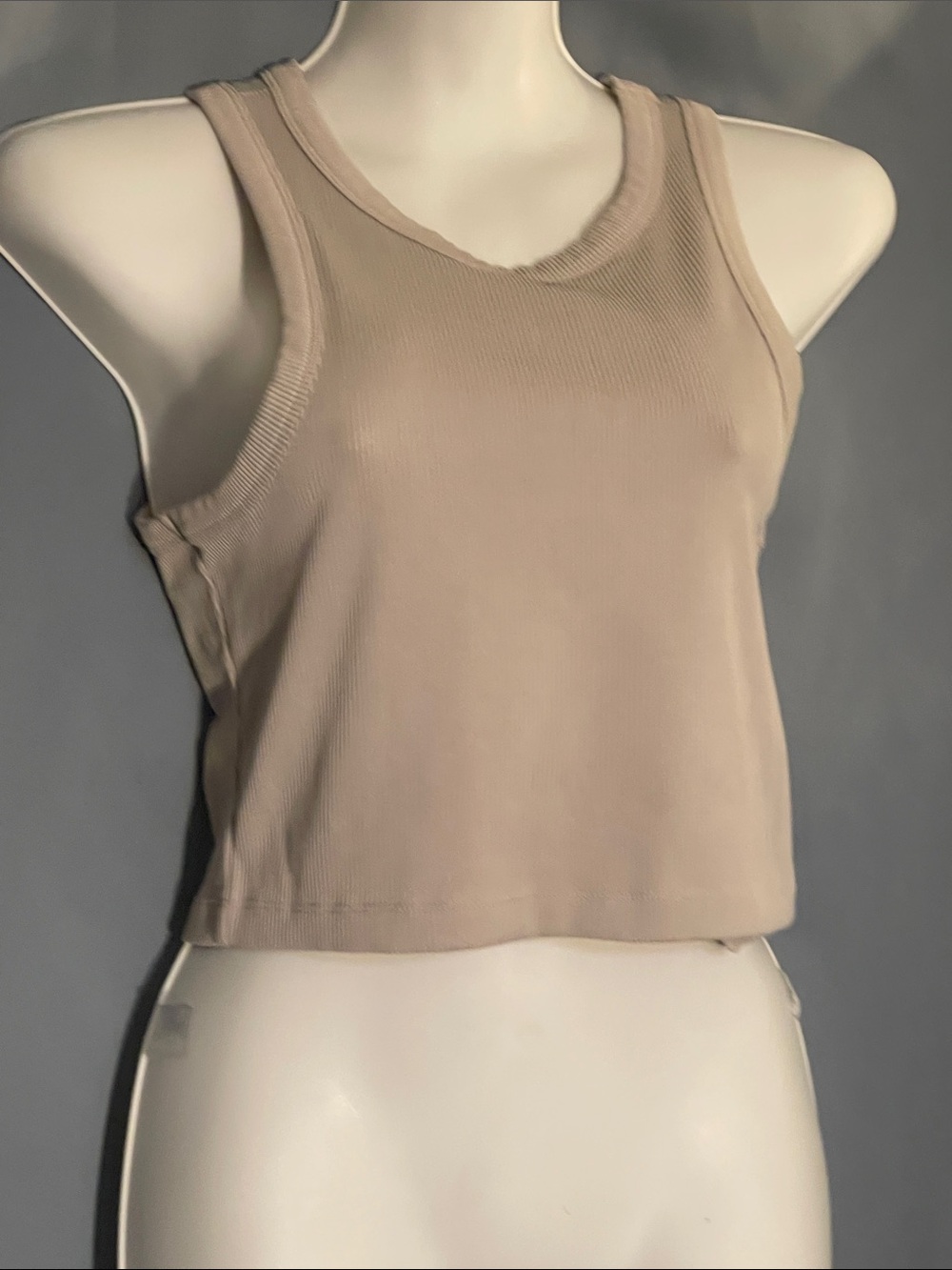 H&M Beige Ribbed Crop Tank Top